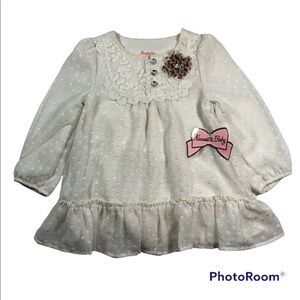 NWT Nannette Ivory Shinny Dot Peplum Top Size 2T